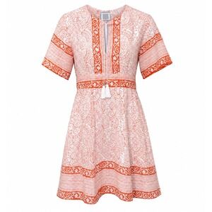 Bell by Alicia Bell Paisley Tassel Cotton Mini Dress XS Resort Boho Made in USA